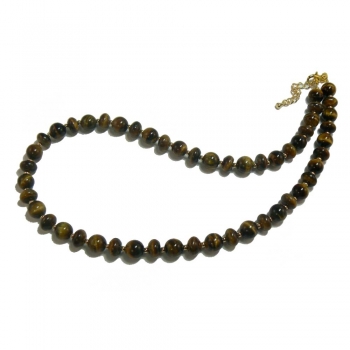 Tiger's Eye Necklace - Rondelle And Round Beads